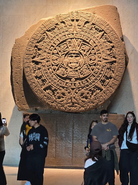 Three artifacts in the Anthropology Museum, Mexico City
