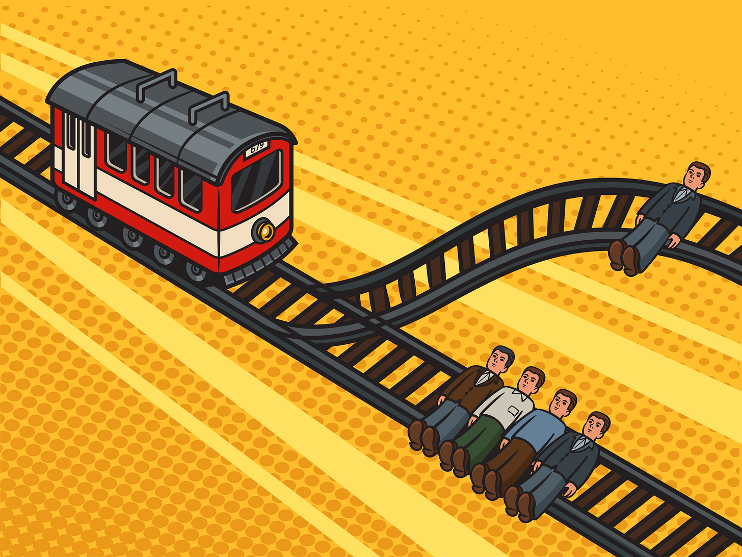 Trolley Problem Illustration