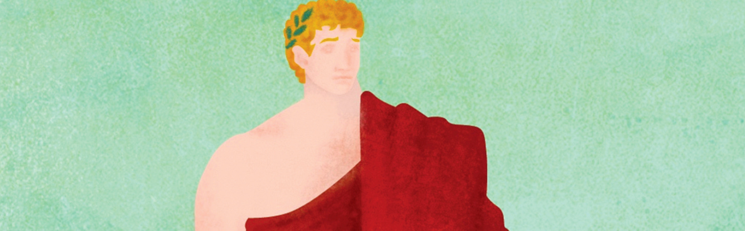 A man in a toga with laurels