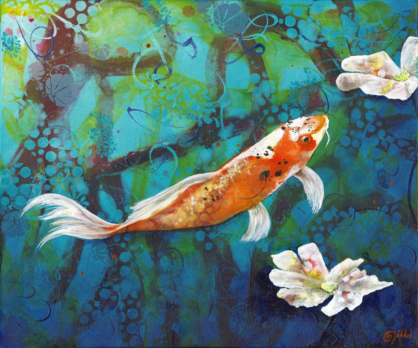 Koi Fish Original Art Print - Japanese Koi Pond Art - Swimming Carp Wall Art  - Japanese Themed Decor - Zen Like Art - by Michelle Gilks - Etsy UK