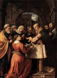 Romanino Girolamo (Italian artist, c 1484-ca 1559). Presentation of Jesus in the Temple - 1529.