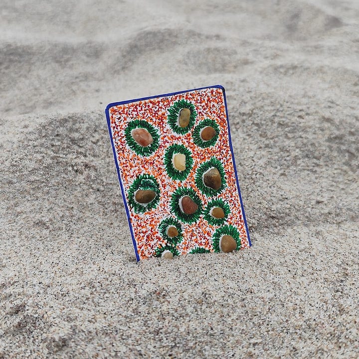 Cards, stones, flower, pens – available for purchase)