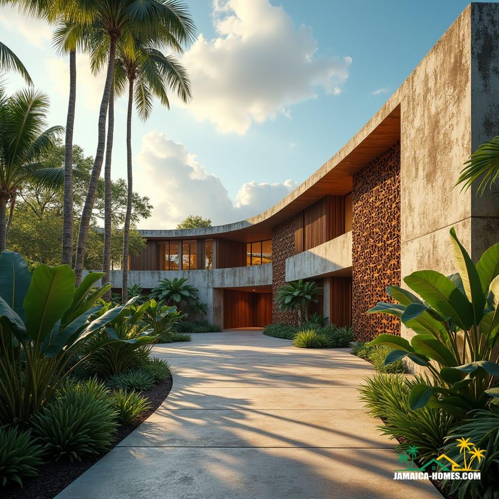 Design a cultural arts center in Kingston, Jamaica, inspired by traditional Jamaican architecture with modern twists. 