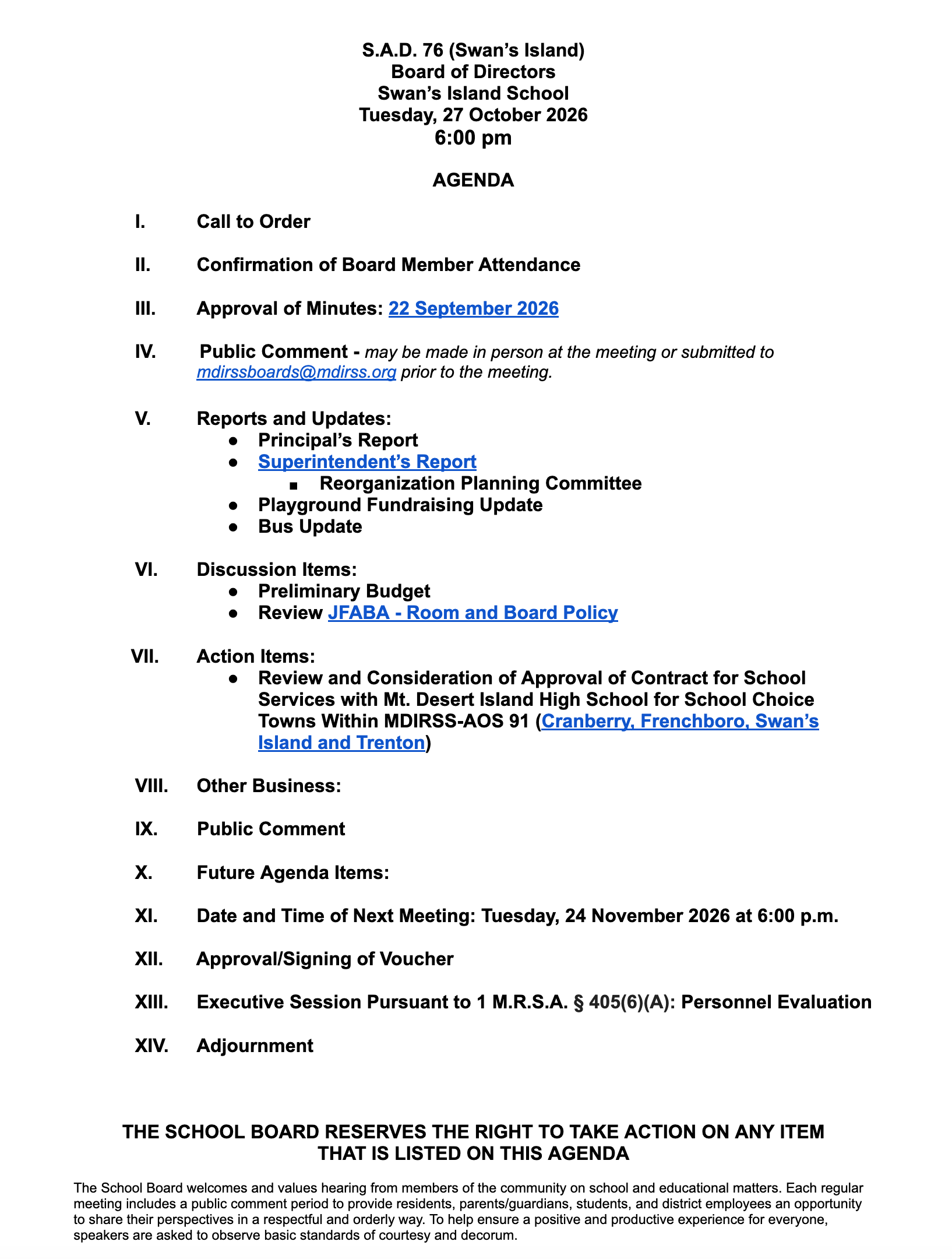 Metting In Process ON THE AGENDA: Town & School Meetings This Week.