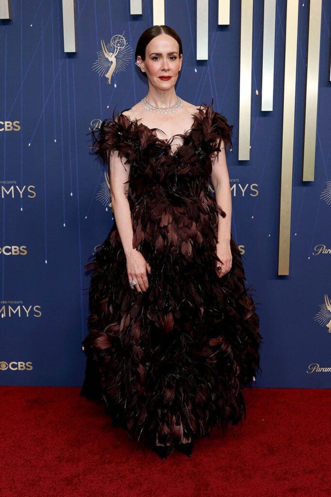 Sarah Paulson in Feathered Marc Jacobs at the 2025 Emmys