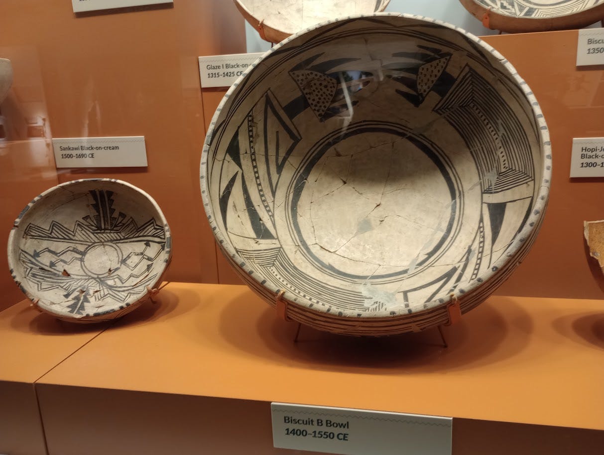 Bowls with complex black and white designs