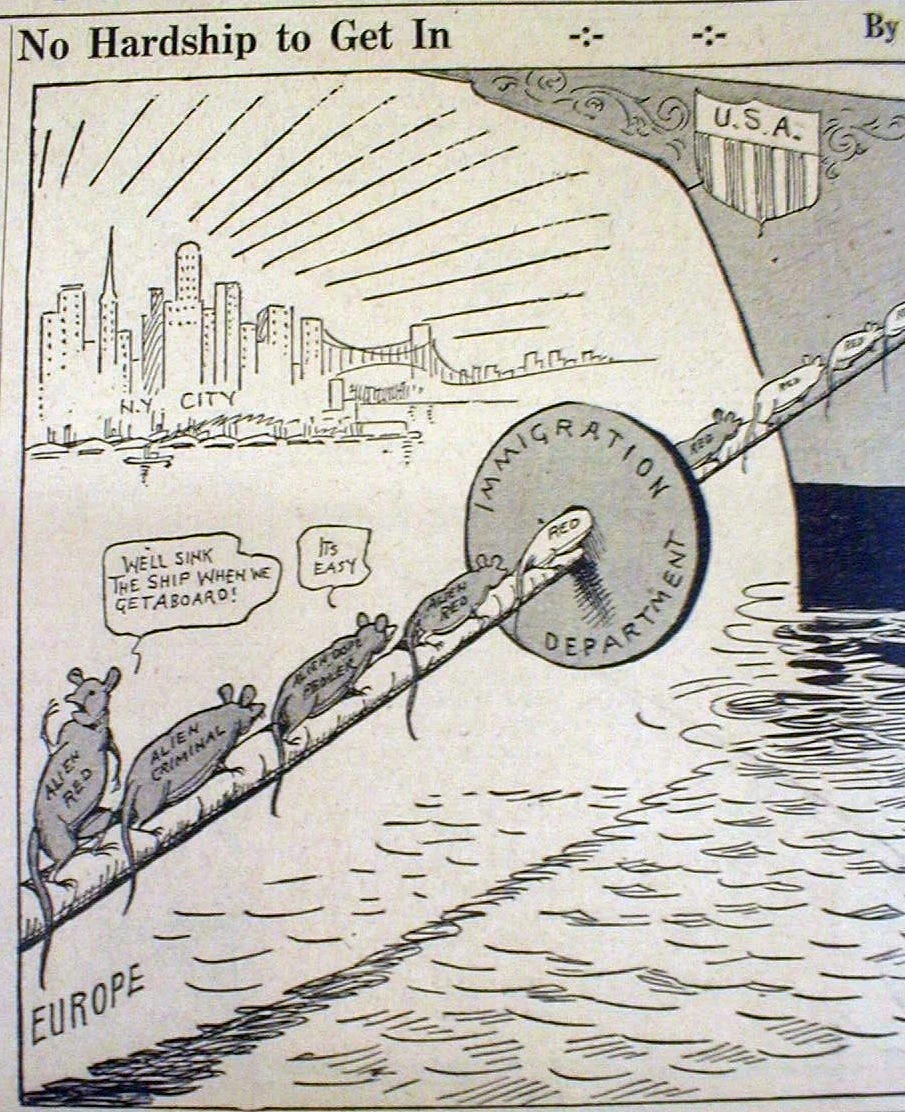 IMMIGRANTS to the US DEPICTED as RATS in a 1935 newspaper cartoon - Picture 1 of 4