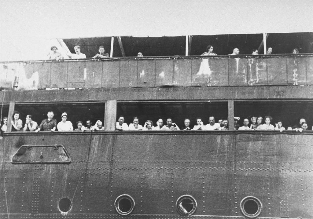 Refugees aboard the "St. Louis" wait to hear whether Cuba will grant them entry. [LCID: 44112]