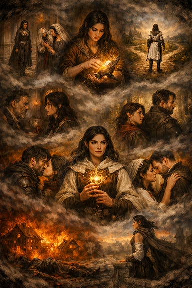 Clarion vision montage centered on her agency in Barovian Gothic style