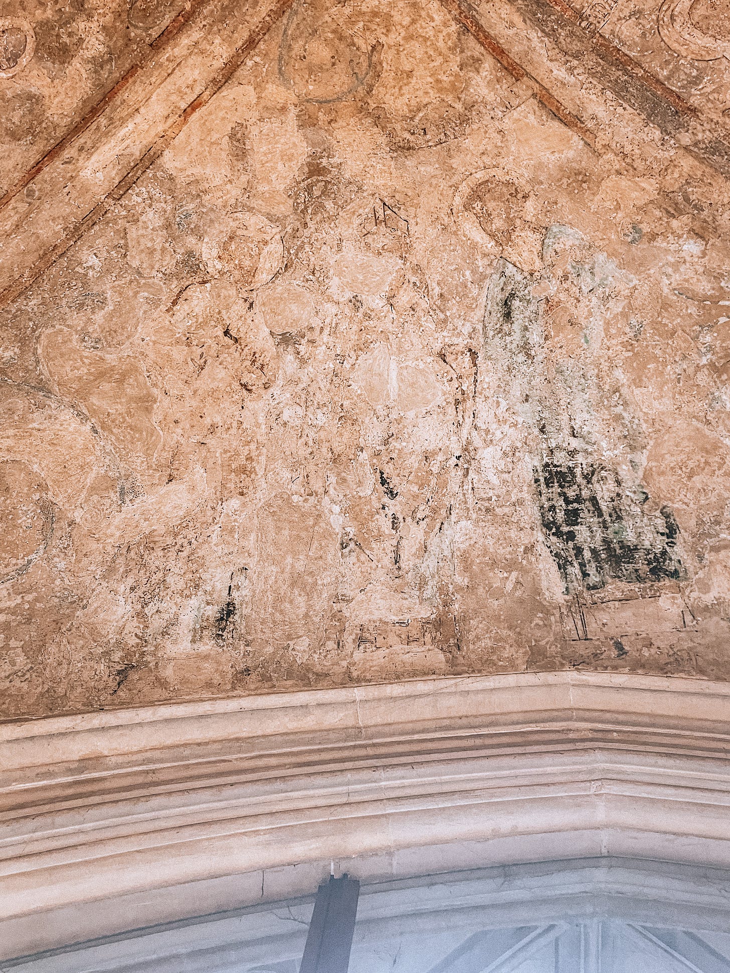 Treasury fresco in Norwich Cathedral featuring St Edmund the Martyr, St Thomas Becket and St Lawrence