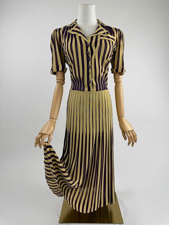 Vintage 1930s Chanel Stripe Knit Deco Day Dress