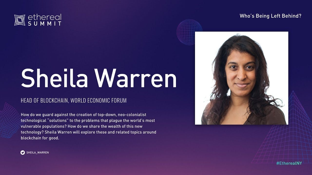 Podcast Conversation: Sheila Warren of the World Economic Forum on the 4th  Industrial Revolution, the role of Law, Government, and DAOs, and the  Creator Economy