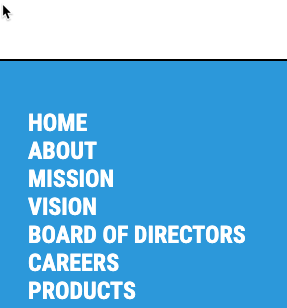 All links are white, bold, and uppercase, in a single column.