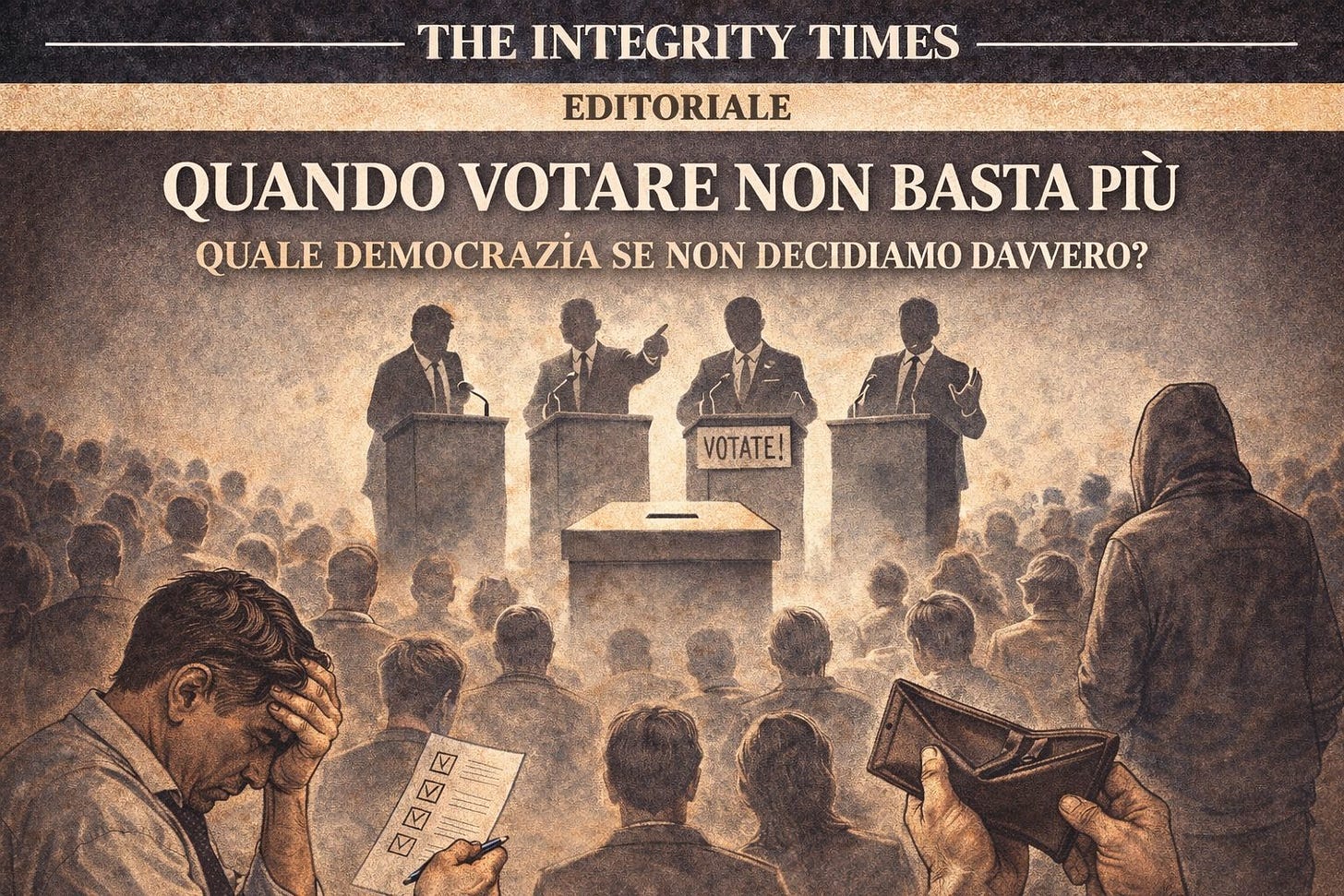 Illustrazione: Votare non basta più. Quando la democrazia diventa una scelta obbligata Illustrazione: Votare non basta più. Quando la democrazia diventa una scelta obbligata