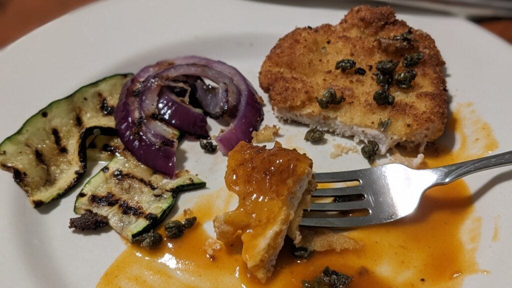 Pork Milanese with Grilled Vegetables Pork Milanese with Grilled Vegetables