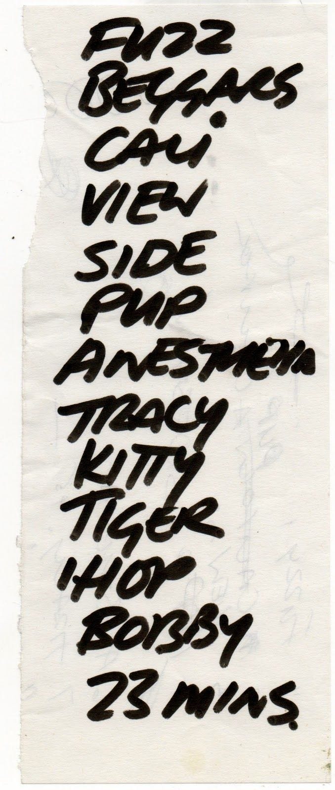 Luna set-list - Copenhagen 1997