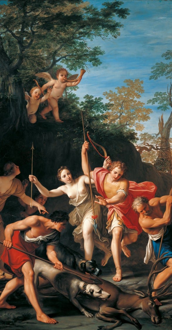 Venus und Adonis auf der Jagd