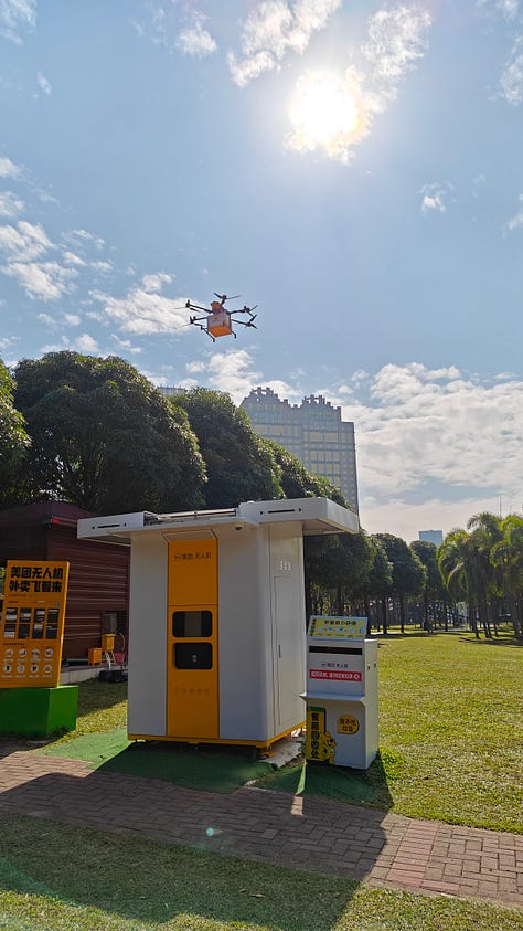 Drone delivery in a Shenzhen park
