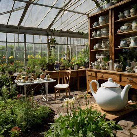 Pathways, tea house, tea time, tea garden