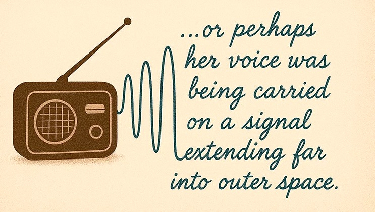 retro radio waves turn into a quote from the novel