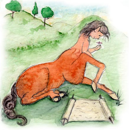 young Chiron centaur studying young Chiron centaur studying