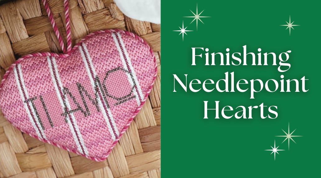 How to finish a needlepoint heart ornament