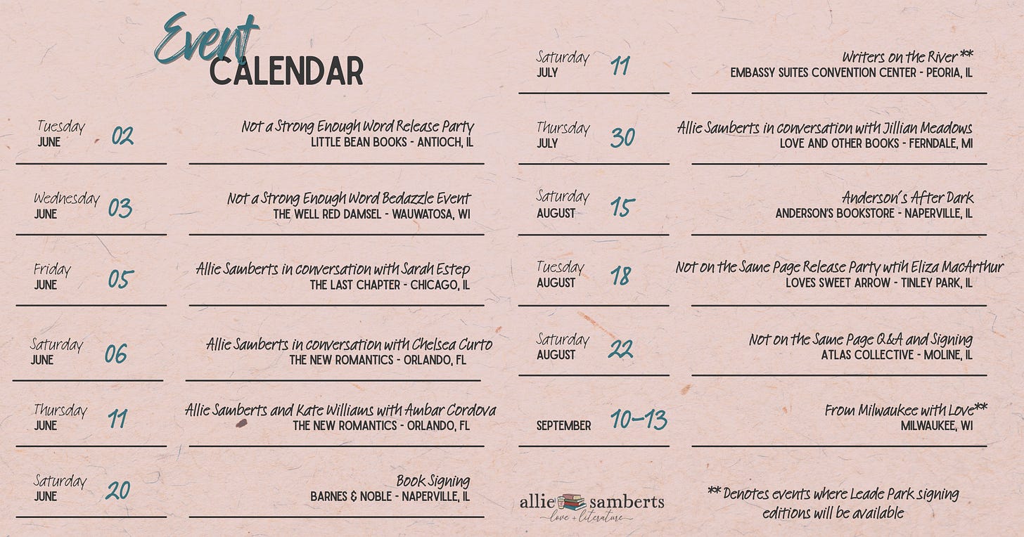 Event Calendar - all events listed on my website with ticketing links when availabie