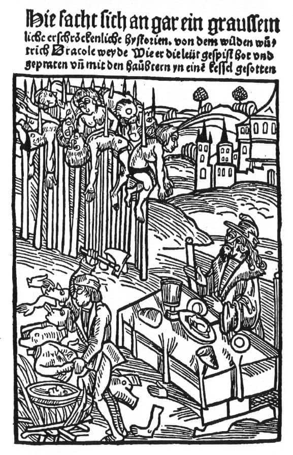 Two More Things Destroying the Souls of the Teachers of America - Vlad the Impaler, German woodcut, Ambrosius Huber, 1499