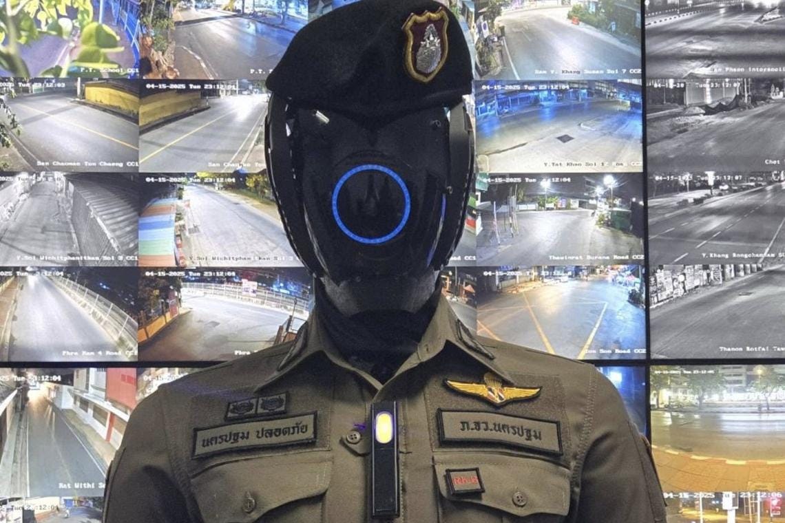 The robot officer equipped with smart 360-degree AI cameras and can integrate live footage from CCTV cameras in and around the event area, as well as from drone surveillance.