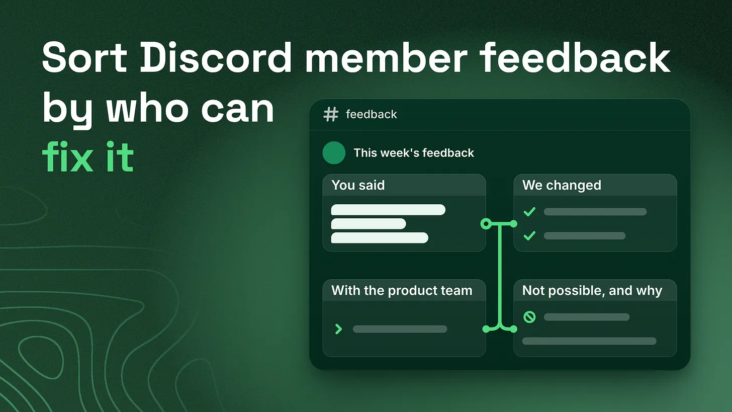 How to Triage Member Feedback in Discord: Sort by Who Can Fix It, Report Back Weekly
