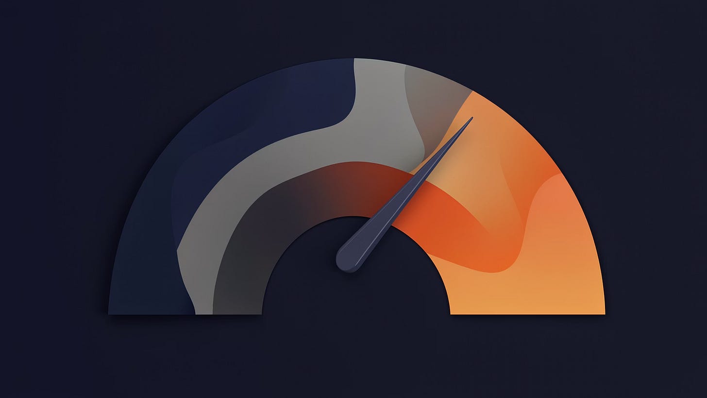 A dial-style gauge illustration with a needle pointing toward the high end of an orange-shaded scale, representing hiring difficulty.
