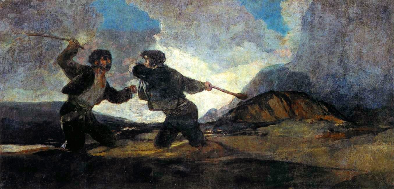 Fight with Cudgels (1820-23) by Francisco Goya - Artchive Fight with Cudgels (1820-23) by Francisco Goya - Artchive