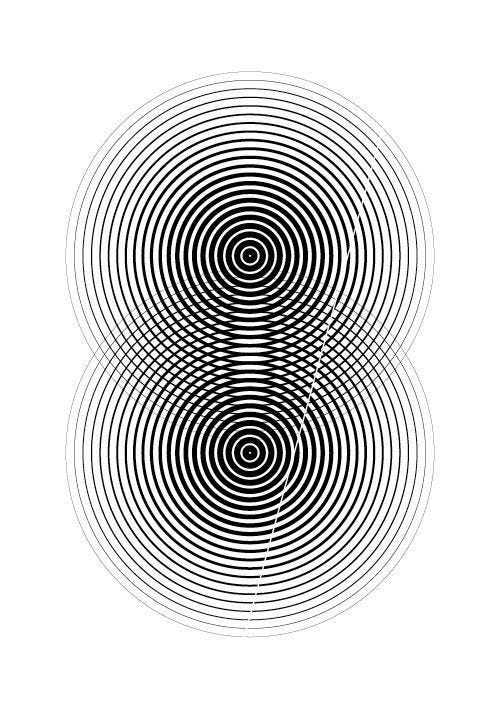 This may contain: an abstract black and white image with circles in the center, on a white background