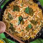 creamy corn and zucchini skillet lasagna