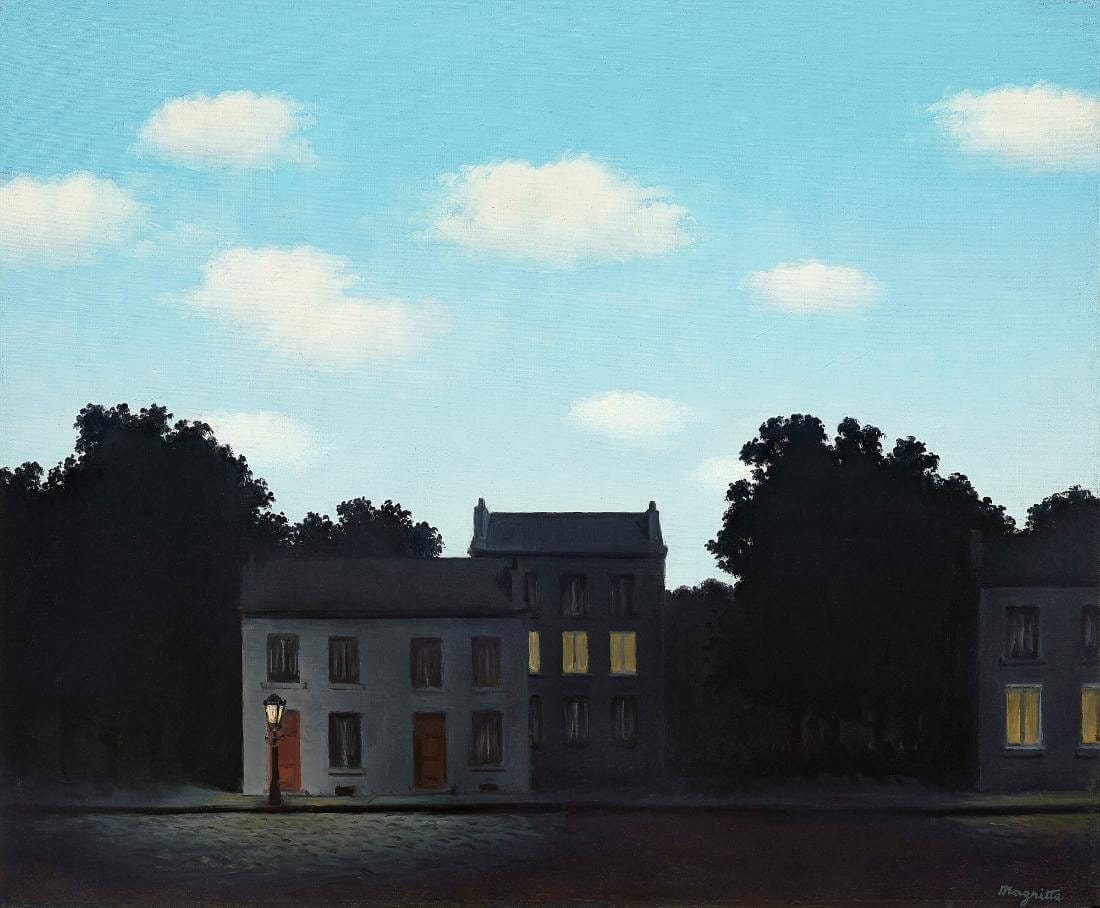 Empire of the Lights, 1949 (L'Empire des Lumieres) - Rene Magritte - Surrealist Art Painting - Large Art Prints Empire of the Lights, 1949 (L'Empire des Lumieres) - Rene Magritte - Surrealist Art Painting - Large Art Prints