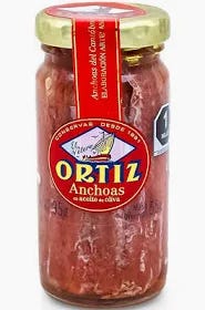 Ortiz Anchovies in Olive Oil 3.35oz/95g | Premium Spanish Anchovy Filets in Olive Oil [3.35oz/95gr Glass Jar]