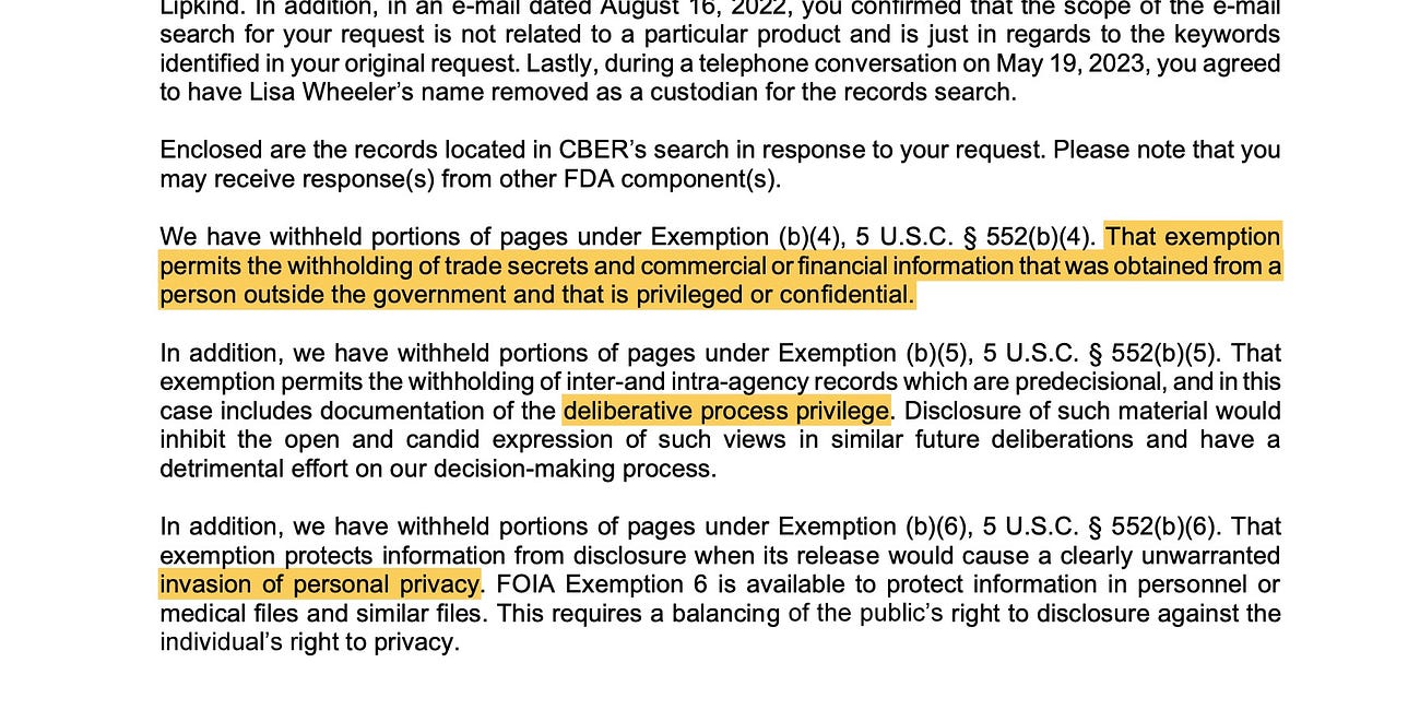 23 Months Later...another FDA redacted document release involving a biological weapon reported in Maryland.