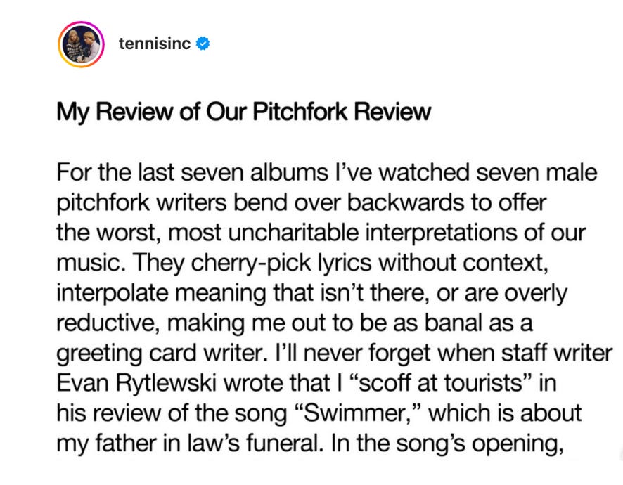 tennis pitchfork review tennis pitchfork review