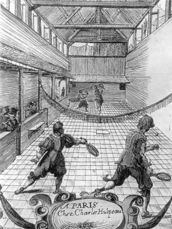 Public domain. From the book "Le Jeu royal de la paume" by Charles Hulpeau