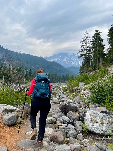 Hiking inside mount Tahoma park