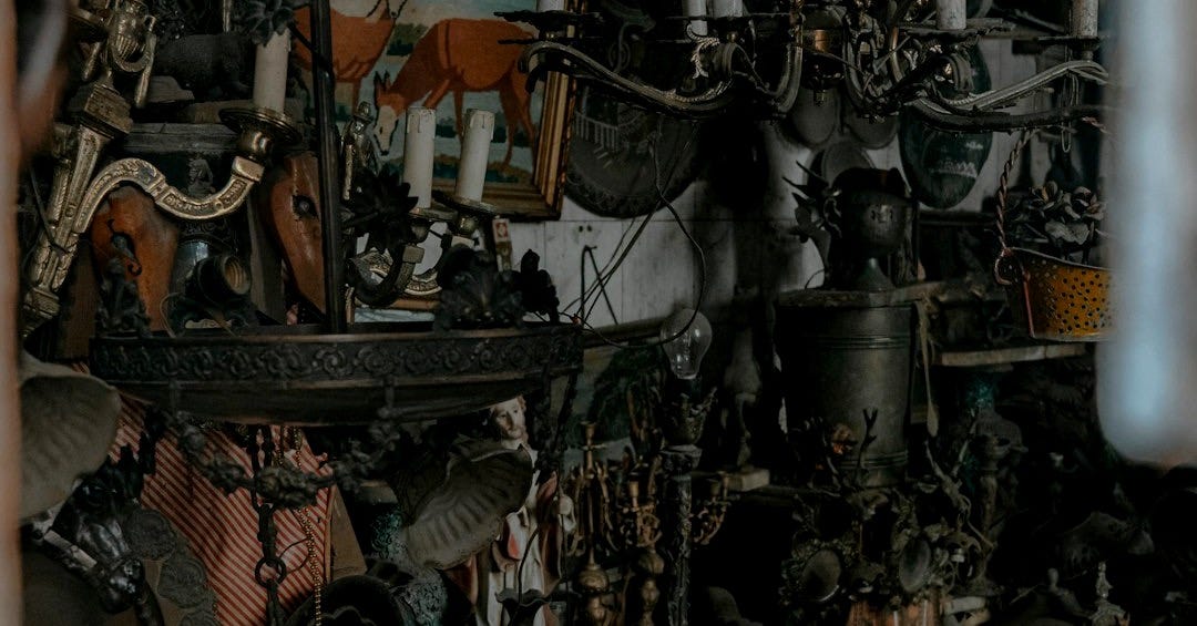 a room is filled with old items a room is filled with old items