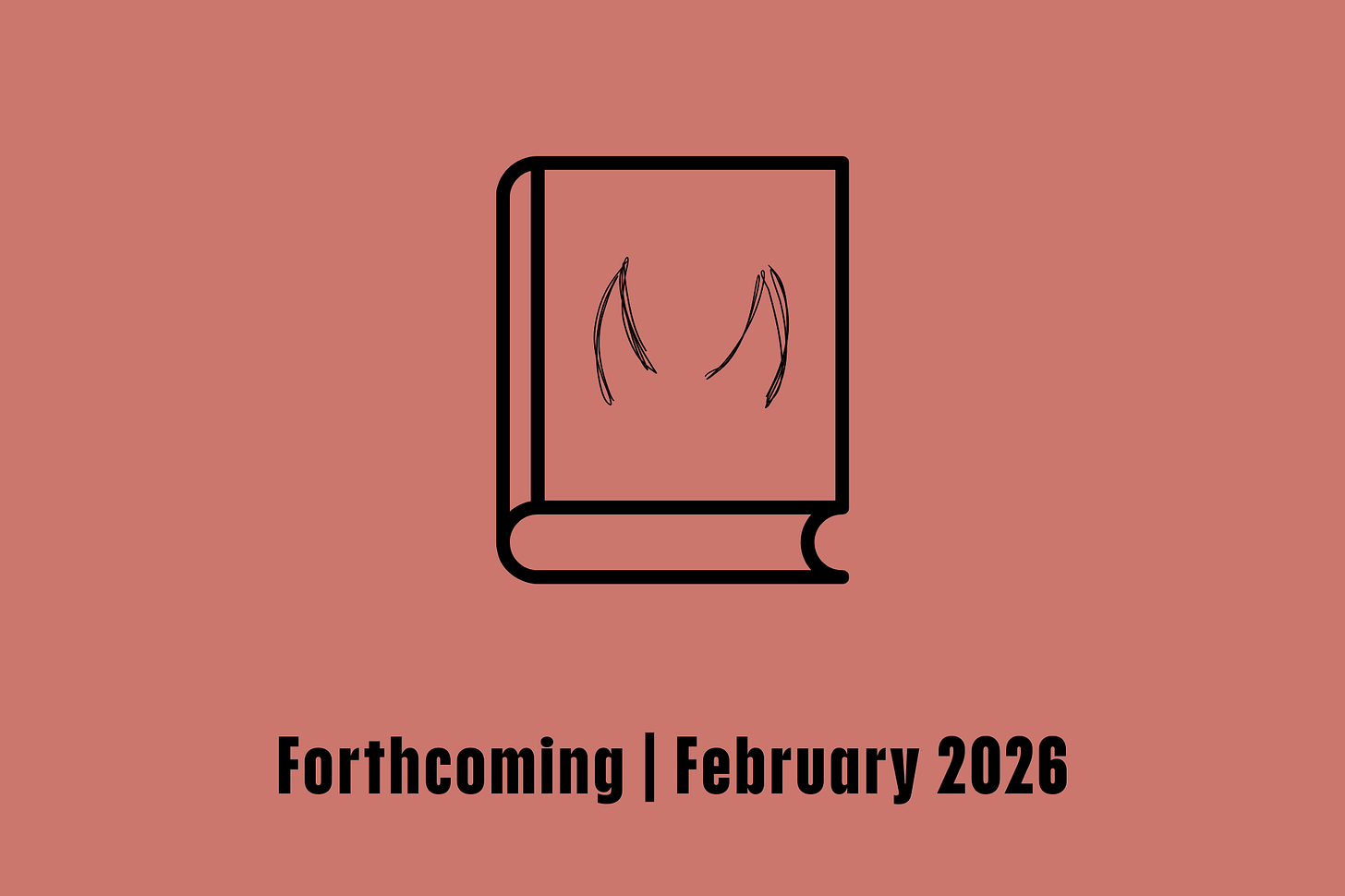 Book cover for He’s the Devil: pink background with a black book outline and black devilish horns at its center; black text indicates forthcoming publication in February 2026.