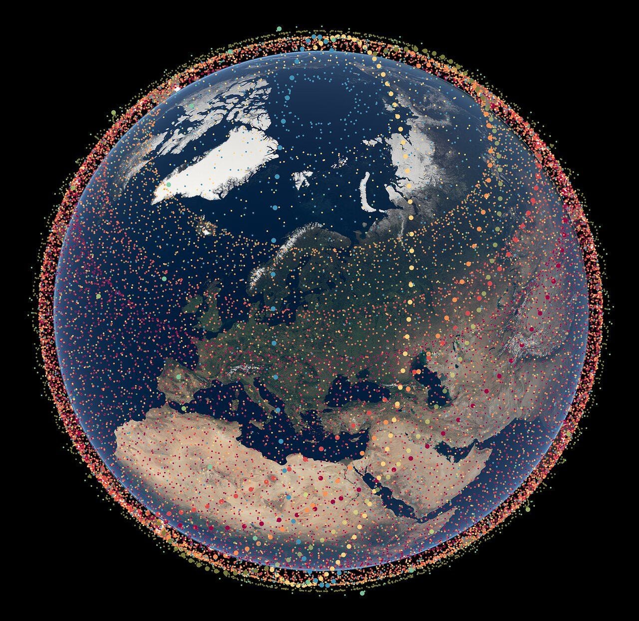 Starlink satellite constellation in orbit Starlink satellite constellation in orbit