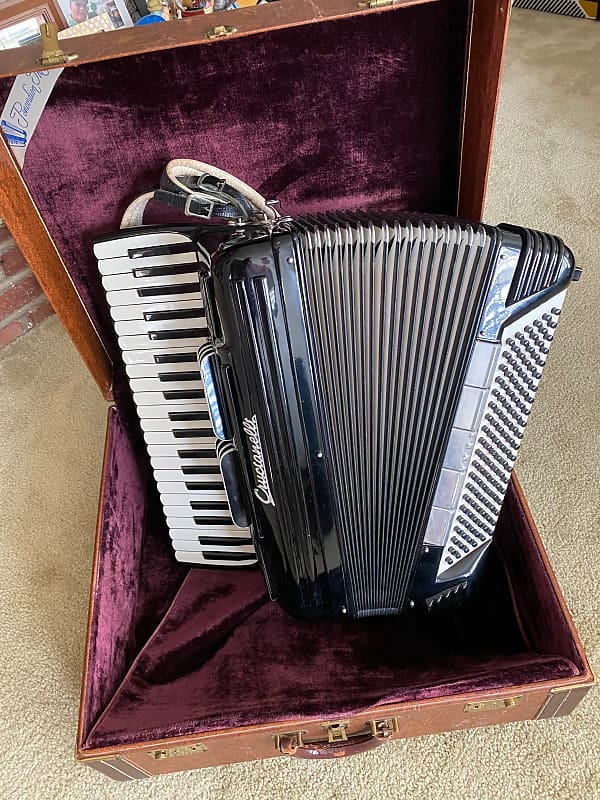 Pancordian Crucianelli professional Accordion Mint. ? 1960/70 ???? Gloss black image 1 Pancordian Crucianelli professional Accordion Mint. ? 1960/70 ???? Gloss black image 1