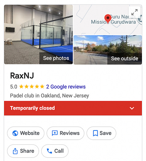 Images of U.S. padel clubs that have recently closed