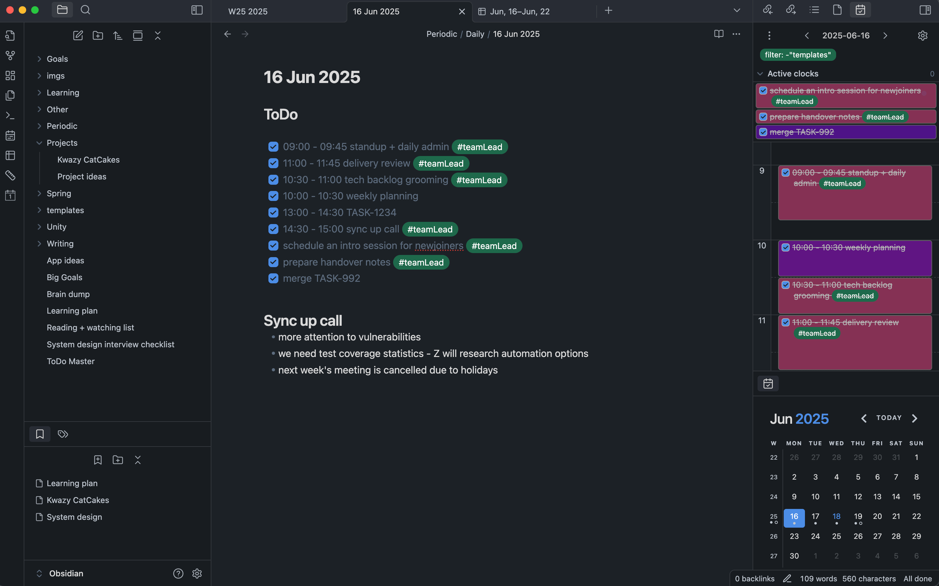 Simple time management with Obsidian - by Olga Biro