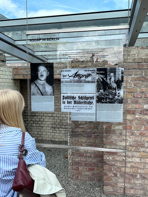 Both the open air portion and inside portion of the museum provided an extremely detailed timeline of Hitler's coming to power and an overwhelming amount of facts on the terrors that were executed under the regime. 