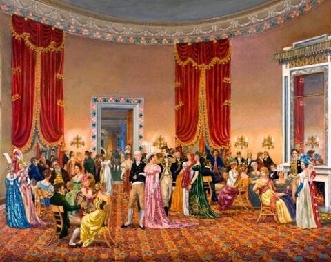 Painting of Dolley Madison Entertaining Guests