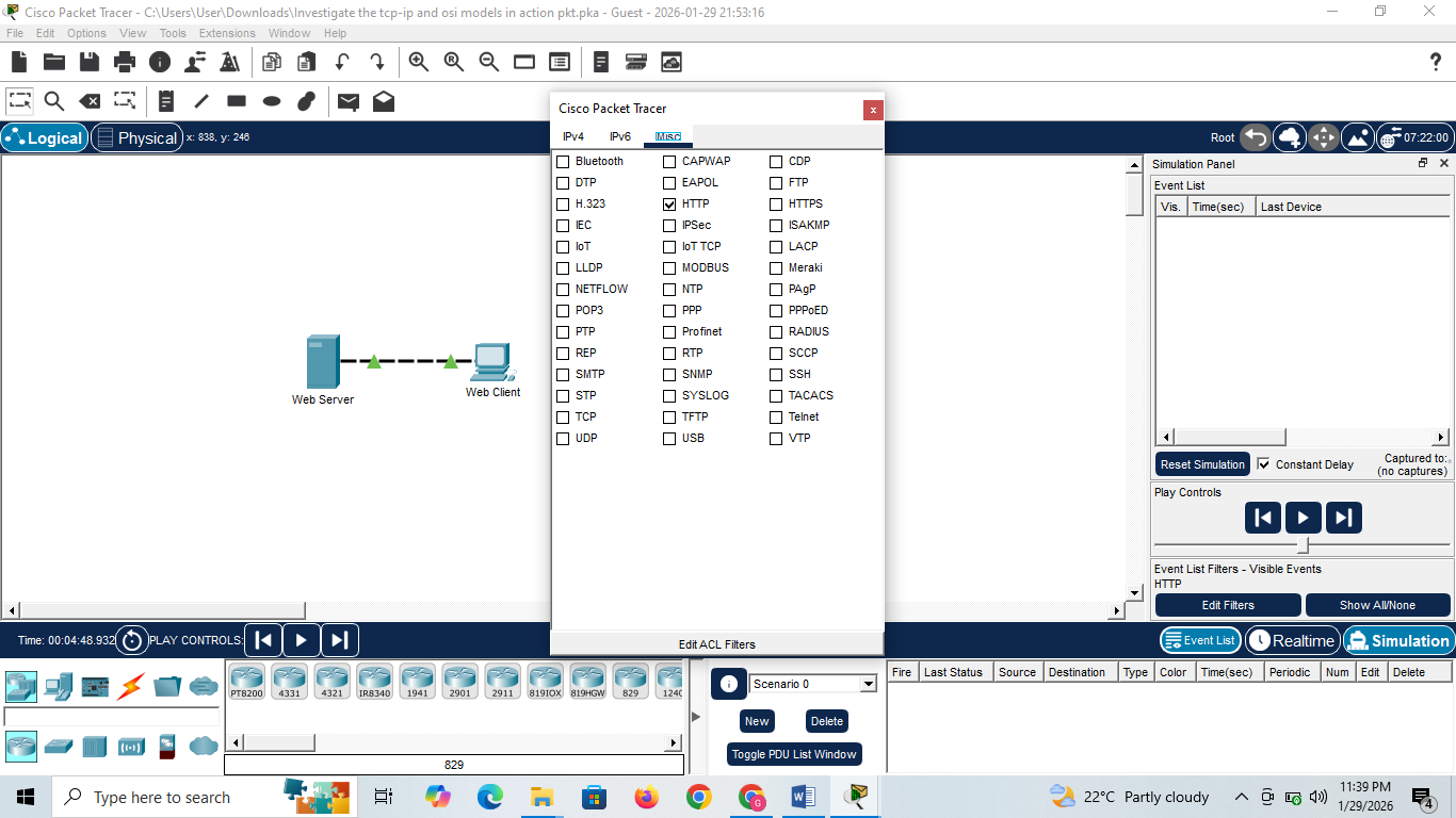 Osi Command Hand Off Packet How to use Cisco Packet Tracer to Examine TCP/IP and OSI Models in Action