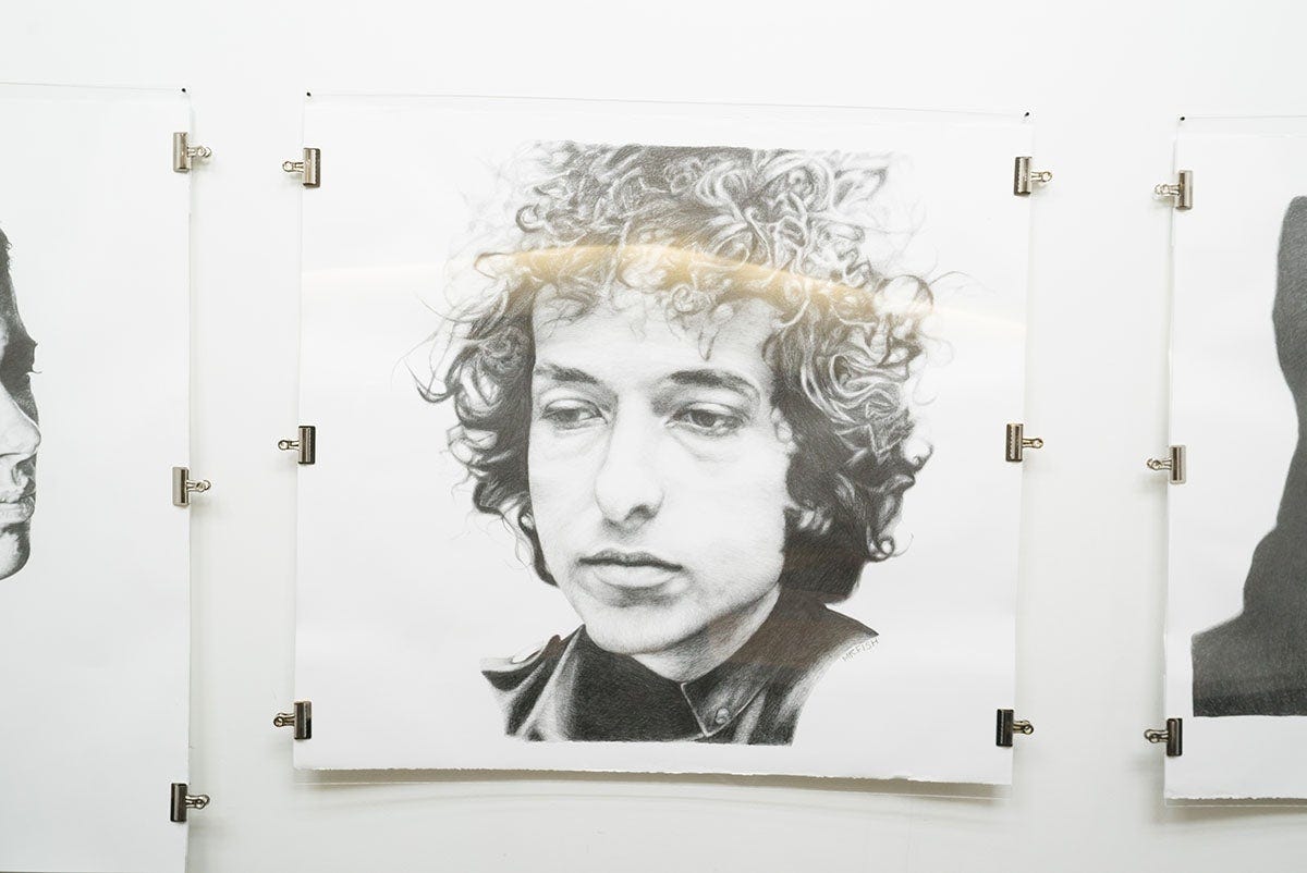 Pencil drawing of musician Bob Dylan. Pencil drawing of musician Bob Dylan.